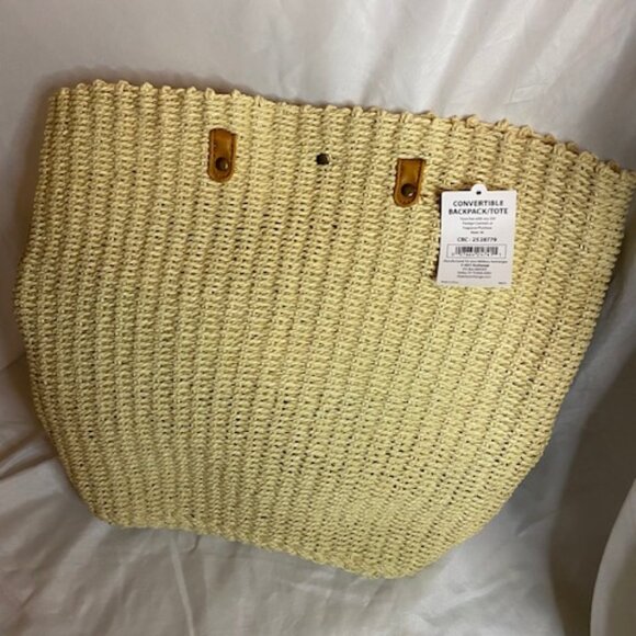 Women's Large Natural Straw Convertible Backpack/Tote Bag NWT - Picture 2 of 3